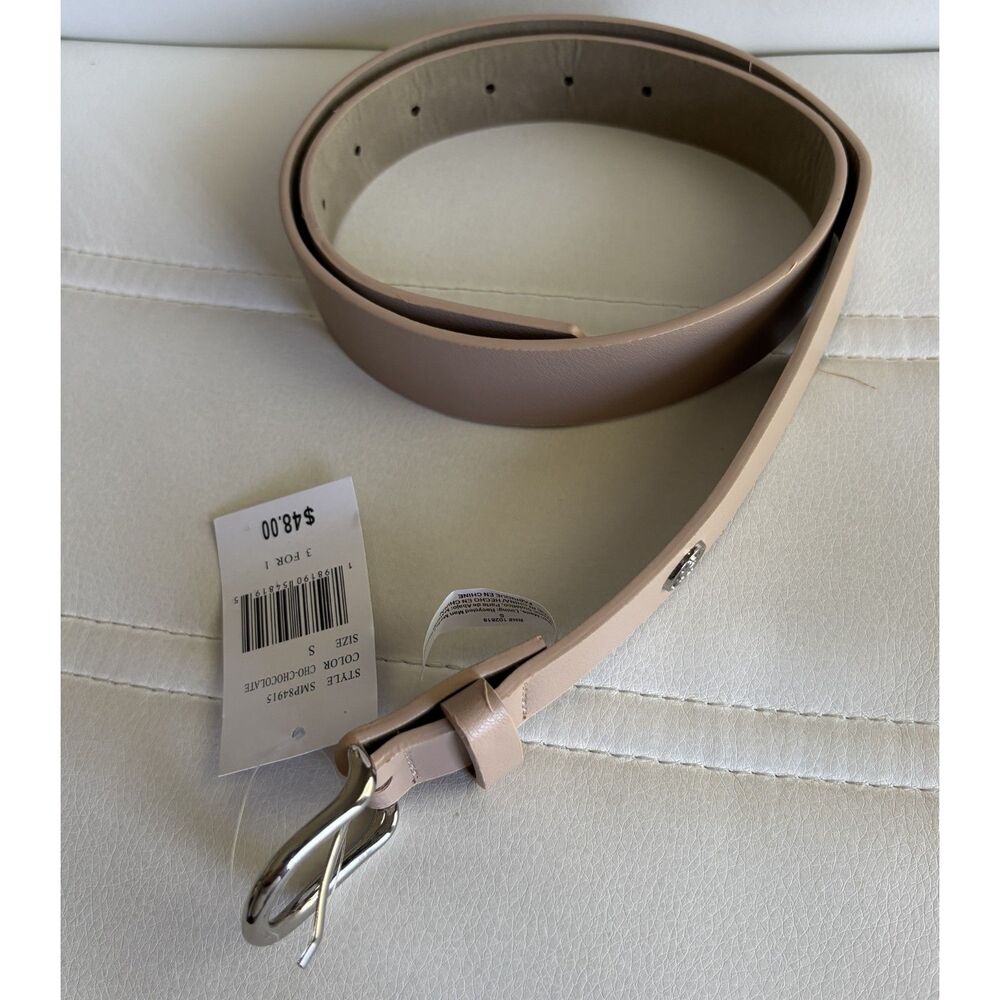 Steve Madden Women's Small Chocolate Brown Faux Leather Belt Silver Buckle NWT